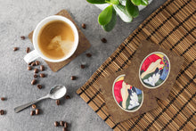 Load image into Gallery viewer, Lady with her Papillon Coasters - Set of 4 Lightweight Foam, Absorbent Drink Coasters