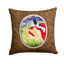Load image into Gallery viewer, Lady with her Japanese Chin Throw Pillow - 14x14 Decorative Pillow – Art for Your Home &amp; Patio