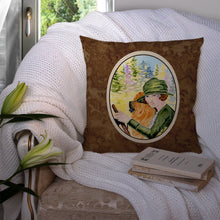 Load image into Gallery viewer, Lady driving with her Chow Chow Throw Pillow - 14x14 Decorative Pillow – Art for Your Home &amp; Patio