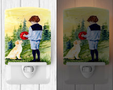 Load image into Gallery viewer, Little Boy with his Golden Retriever Ceramic Night Light SS8530CNL
