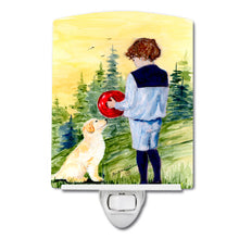 Load image into Gallery viewer, Little Boy with his Golden Retriever Ceramic Night Light SS8530CNL