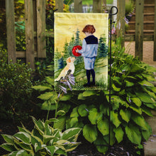 Load image into Gallery viewer, Little Boy with his Golden Retriever Garden Flag - Outdoor Decorative Yard Flag