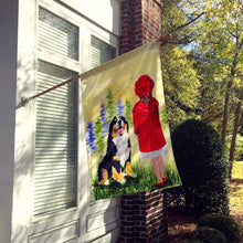 Load image into Gallery viewer, Little Girl with her Bernese Mountain Dog Flag Canvas House Size