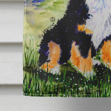Load image into Gallery viewer, Little Girl with her Bernese Mountain Dog Flag Canvas House Size