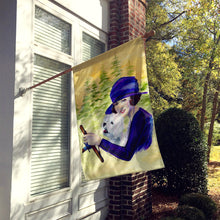 Load image into Gallery viewer, Woman driving with her Westie Flag Canvas House Size