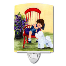 Load image into Gallery viewer, Little Girl with her Bichon Frise Ceramic Night Light SS8533CNL