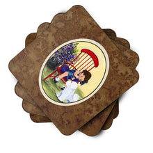 Load image into Gallery viewer, Little Girl with her Bichon Frise Coasters - Set of 4 Lightweight Foam, Absorbent Drink Coasters