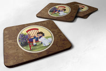 Load image into Gallery viewer, Little Girl with her Bichon Frise Coasters - Set of 4 Lightweight Foam, Absorbent Drink Coasters