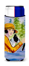 Load image into Gallery viewer, Woman driving with her Boston Terrier Slim Can Hugger – Fun &amp; Functional Drink Coolers SS8534MUK