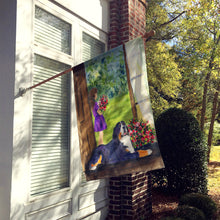 Load image into Gallery viewer, Little Girl with her Bernese Mountain Dog Flag Canvas House Size