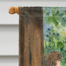 Load image into Gallery viewer, Little Girl with her Bernese Mountain Dog Flag Canvas House Size