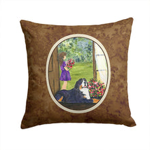 Load image into Gallery viewer, Little Girl with her Bernese Mountain Dog Throw Pillow - 14x14 Decorative Pillow – Art for Your Home &amp; Patio
