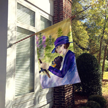 Load image into Gallery viewer, Lady driving with her Pomeranian Flag Canvas House Size