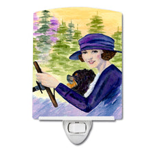 Load image into Gallery viewer, Lady driving with her Pomeranian Ceramic Night Light SS8538CNL