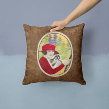 Load image into Gallery viewer, Lady driving with her Shih Tzu Throw Pillow - 14x14 Decorative Pillow – Art for Your Home &amp; Patio