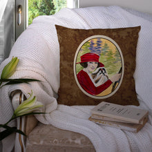 Load image into Gallery viewer, Lady driving with her Shih Tzu Throw Pillow - 14x14 Decorative Pillow – Art for Your Home &amp; Patio