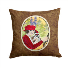 Load image into Gallery viewer, Lady driving with her Shih Tzu Throw Pillow - 14x14 Decorative Pillow – Art for Your Home &amp; Patio