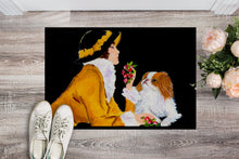 Load image into Gallery viewer, Lady with her Japanese Chin Doormat - 24x36 Decorative Floor Mat – Indoor/Outdoor Rug with Artistic Flair Doormat