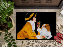 Load image into Gallery viewer, Lady with her Japanese Chin Doormat - 24x36 Decorative Floor Mat – Indoor/Outdoor Rug with Artistic Flair Doormat