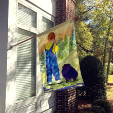 Load image into Gallery viewer, Little Boy with his  Pomeranian Flag Canvas House Size