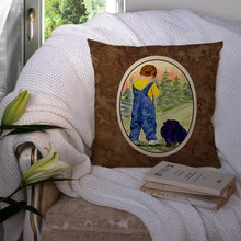 Load image into Gallery viewer, Little Boy with his  Pomeranian Throw Pillow - 14x14 Decorative Pillow – Art for Your Home &amp; Patio