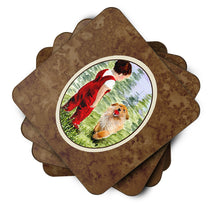 Load image into Gallery viewer, Little Boy with his  Golden Retriever Coasters - Set of 4 Lightweight Foam, Absorbent Drink Coasters