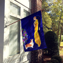 Load image into Gallery viewer, Lady with her Corgi Flag Canvas House Size
