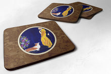 Load image into Gallery viewer, Lady with her Corgi Coasters - Set of 4 Lightweight Foam, Absorbent Drink Coasters
