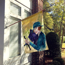 Load image into Gallery viewer, Lady driving with her Briard Flag Canvas House Size