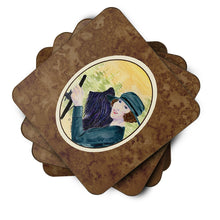 Load image into Gallery viewer, Lady driving with her Briard Coasters - Set of 4 Lightweight Foam, Absorbent Drink Coasters