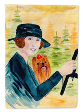 Load image into Gallery viewer, Lady driving with her Yorkie Flag Canvas House Size