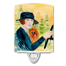 Load image into Gallery viewer, Lady driving with her Yorkie Ceramic Night Light SS8550CNL