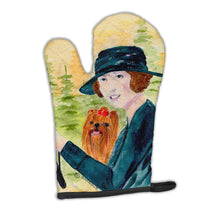 Load image into Gallery viewer, Lady driving with her Yorkie Oven Mitt SS8550OVMT