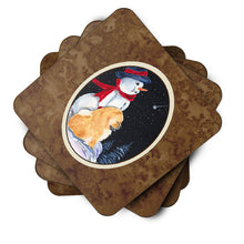 Load image into Gallery viewer, Snowman with Chow Chow Coasters - Set of 4 Lightweight Foam, Absorbent Drink Coasters
