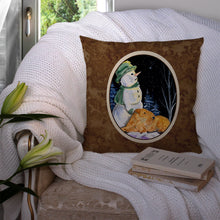 Load image into Gallery viewer, Snowman with Welsh Terrier Throw Pillow - 14x14 Decorative Pillow – Art for Your Home &amp; Patio
