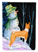 Load image into Gallery viewer, Snowman with Basenji Garden Flag - Outdoor Decorative Yard Flag