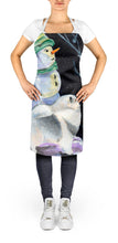 Load image into Gallery viewer, Snowman with Keeshond Apron – Artist-Designed Kitchen, BBQ &amp; Craft Apron