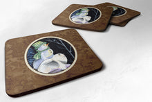 Load image into Gallery viewer, Snowman with Keeshond Coasters - Set of 4 Lightweight Foam, Absorbent Drink Coasters