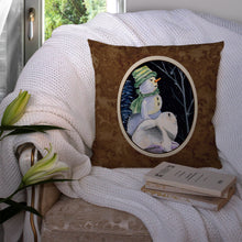 Load image into Gallery viewer, Snowman with Keeshond Throw Pillow - 14x14 Decorative Pillow – Art for Your Home &amp; Patio