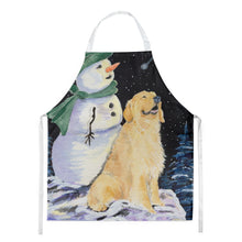 Load image into Gallery viewer, Golden Retriever with Snowman in Green Hat Apron – Artist-Designed Kitchen, BBQ &amp; Craft Apron