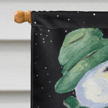 Load image into Gallery viewer, Golden Retriever with Snowman in Green Hat Flag Canvas House Size
