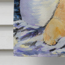Load image into Gallery viewer, Golden Retriever with Snowman in Green Hat Flag Canvas House Size