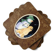 Load image into Gallery viewer, Golden with Snowman in Green Hat Retriever Coasters - Set of 4 Lightweight Foam, Absorbent Drink Coasters