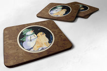 Load image into Gallery viewer, Golden with Snowman in Green Hat Retriever Coasters - Set of 4 Lightweight Foam, Absorbent Drink Coasters