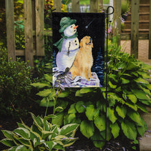 Load image into Gallery viewer, Golden Retriever with Snowman in Green Hat Garden Flag - Outdoor Decorative Yard Flag