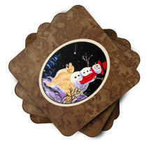 Load image into Gallery viewer, Golden Retriever with Snowman in red Hat Coasters - Set of 4 Lightweight Foam, Absorbent Drink Coasters