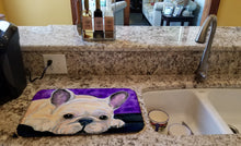 Load image into Gallery viewer, French Bulldog Dish Drying Mat – Absorbent, Artistic Kitchen Essentials SS8698DDM
