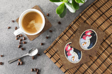 Load image into Gallery viewer, Snowman with Papillon Coasters - Set of 4 Lightweight Foam, Absorbent Drink Coasters