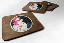 Load image into Gallery viewer, Snowman with Papillon Coasters - Set of 4 Lightweight Foam, Absorbent Drink Coasters