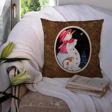 Load image into Gallery viewer, Snowman with Papillon Throw Pillow - 14x14 Decorative Pillow – Art for Your Home &amp; Patio
